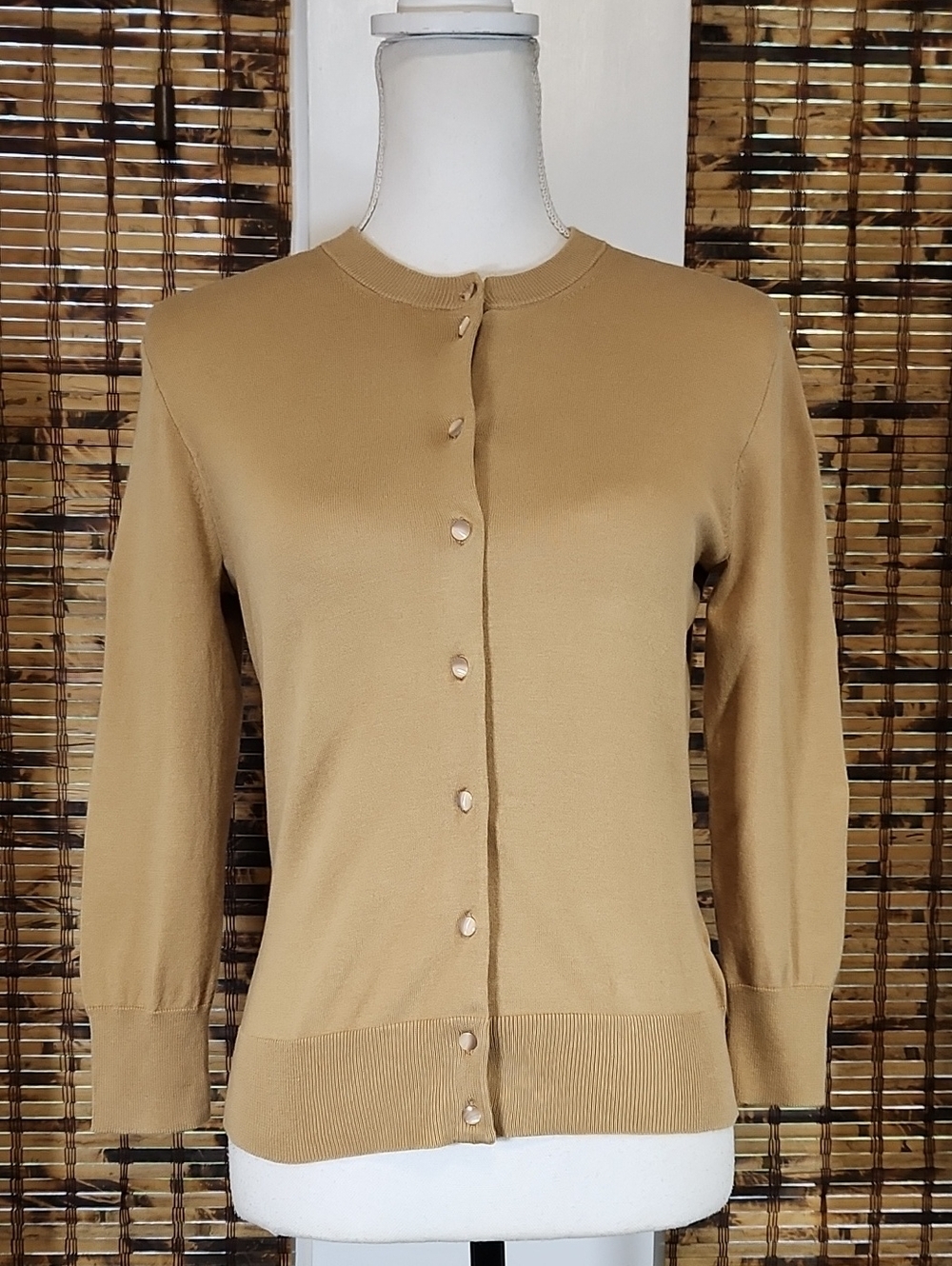 (NWT) J.Crew Classic Crewneck Cardigan 3/4 Sleeve Sweater Size Small